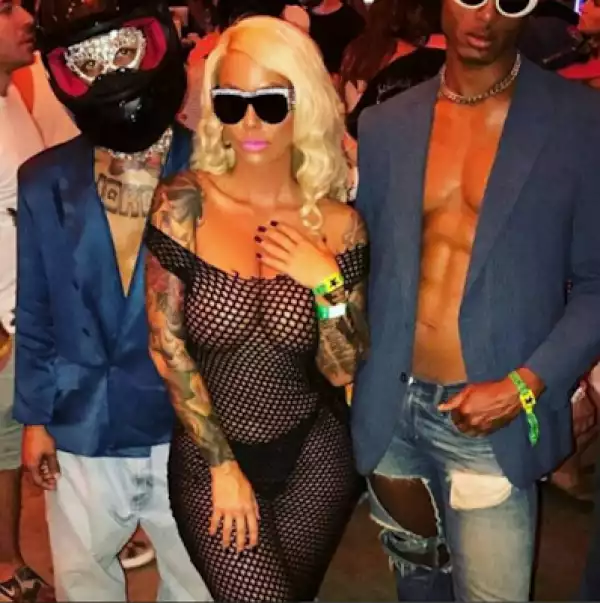 Amber Rose Shows Her Whole B00bies In Fishnet Body Suit For Coachella